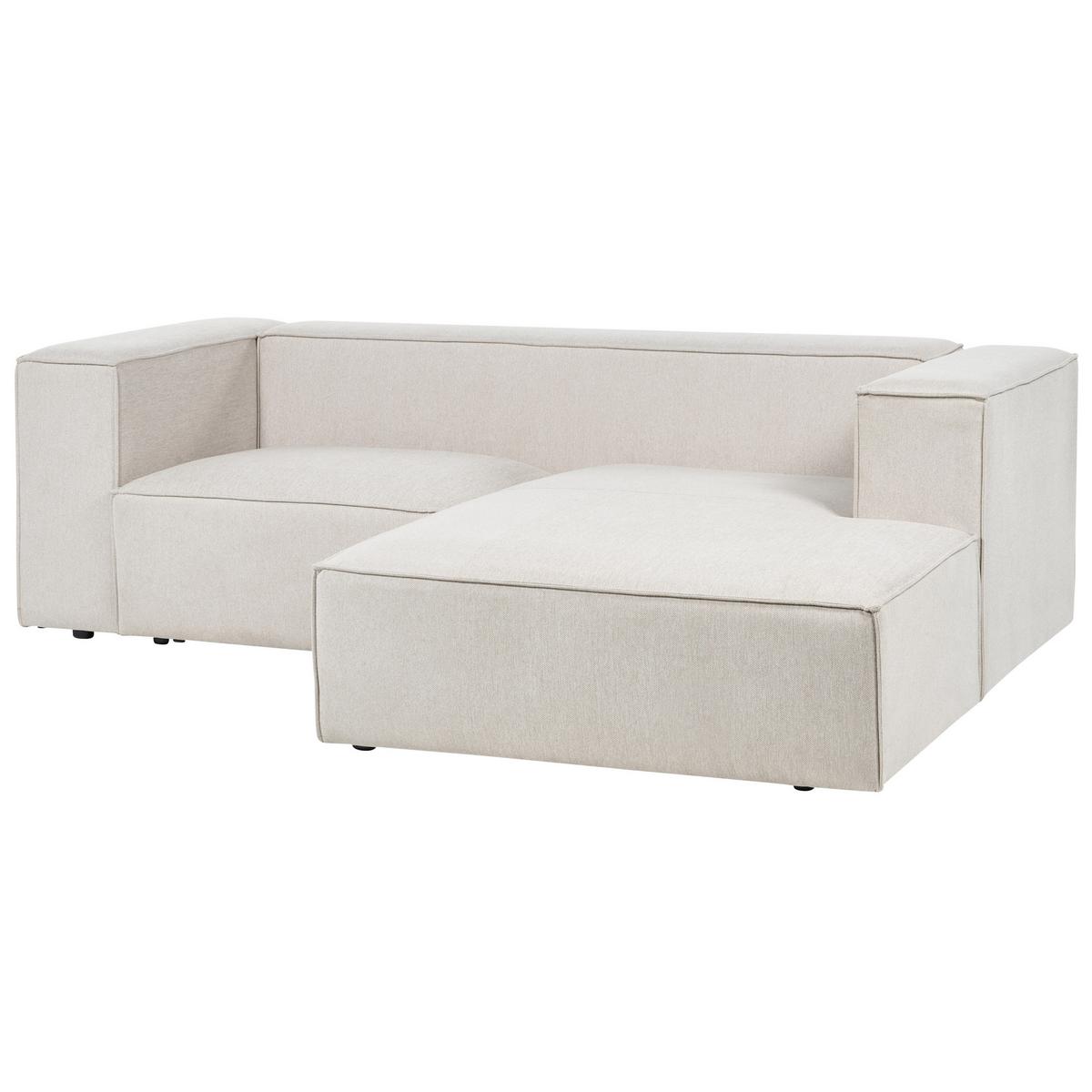 2-SITZER-ECKSOFA hellbeige rechtsseitig Vernon - Beige, Textil (236/175cm) - Beliani