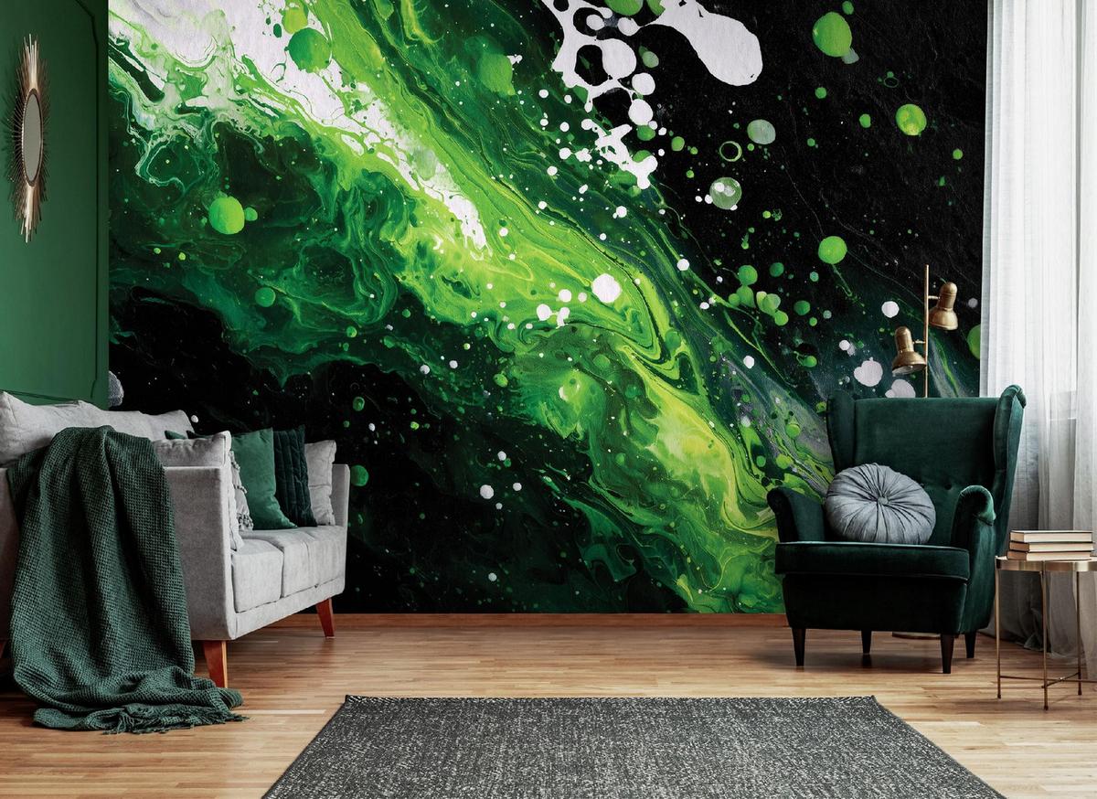 FOTOTAPETE Abstraktion Modern Grün 150x105 cm - Multicolor, Papier (150/105cm) - Wallarena