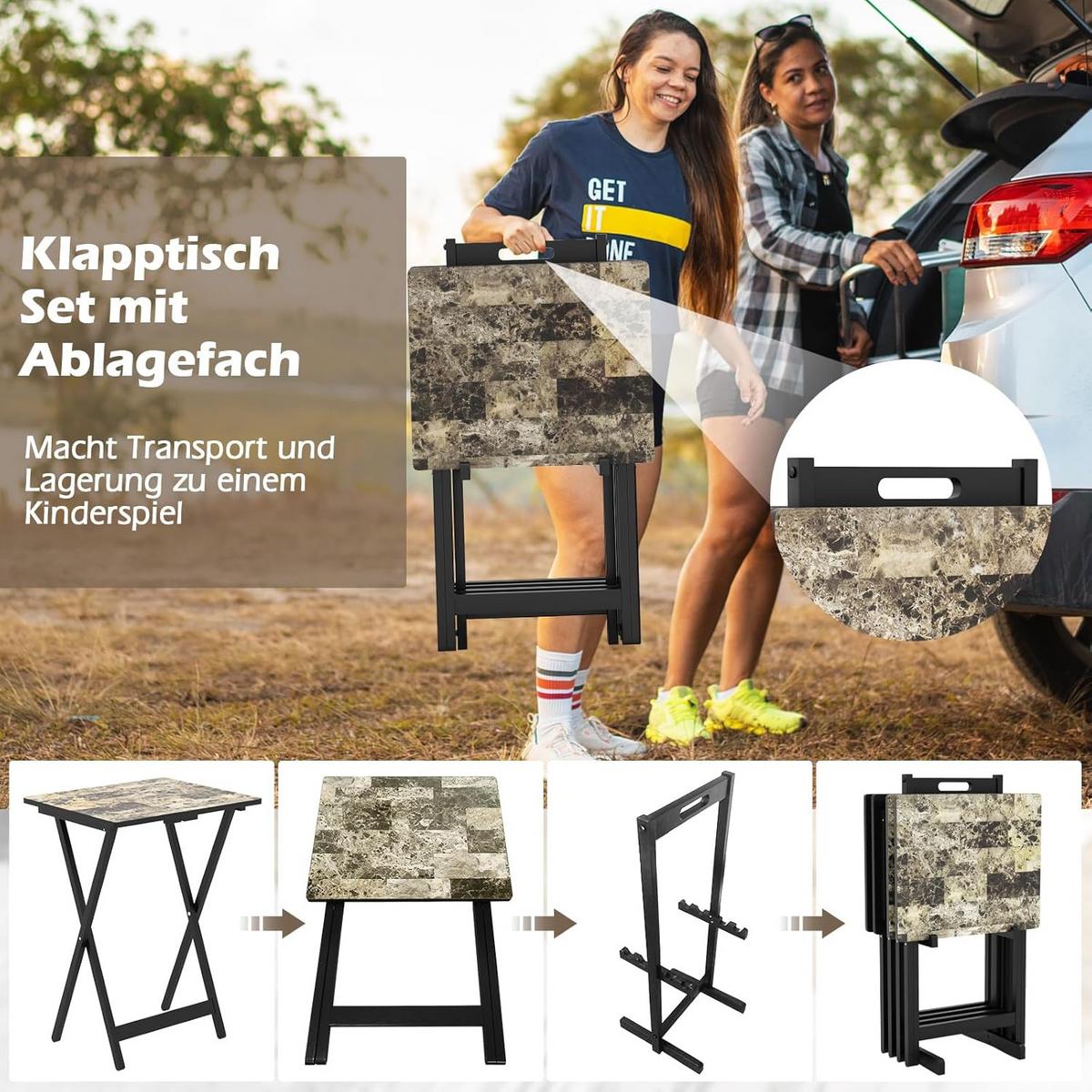 GARTENTISCH Schwarz(4-teilig) - Schwarz, Holzwerkstoff (40/48/67cm) - COSTWAY