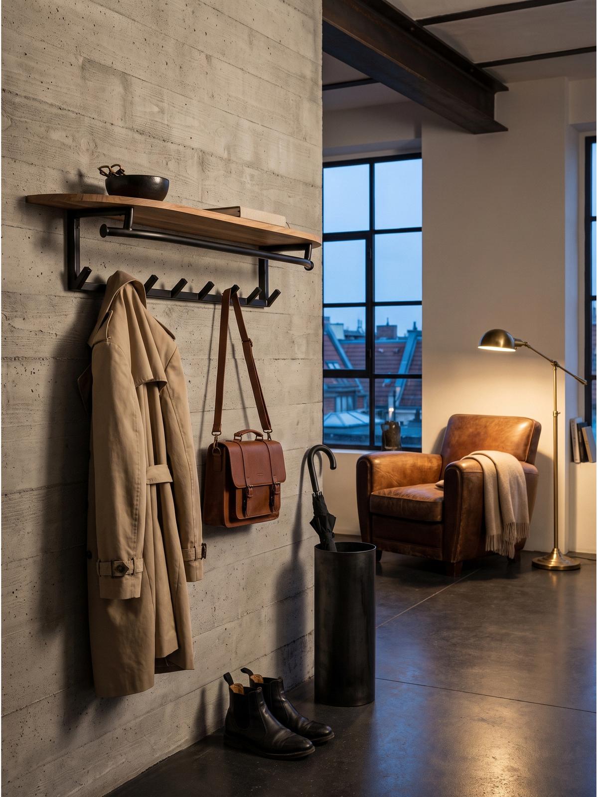 WANDGARDEROBE TIETAR, Akazie Massivholz, Akazie-Schwarz, 100 x 20 x 30 cm - Schwarz/Akaziefarben, Metall (100/30/20cm) - KADIMA DESIGN