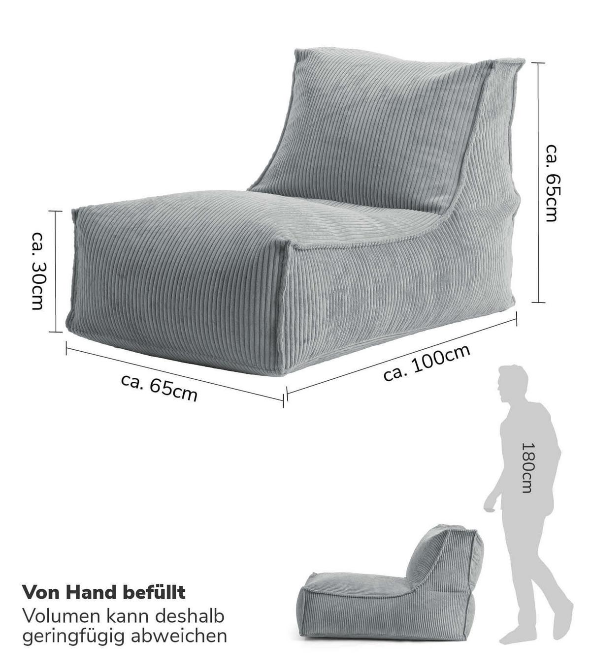 SITZSACK Cord Der Gelassene - Grau, Textil (60/65/95cm) - Mokebo