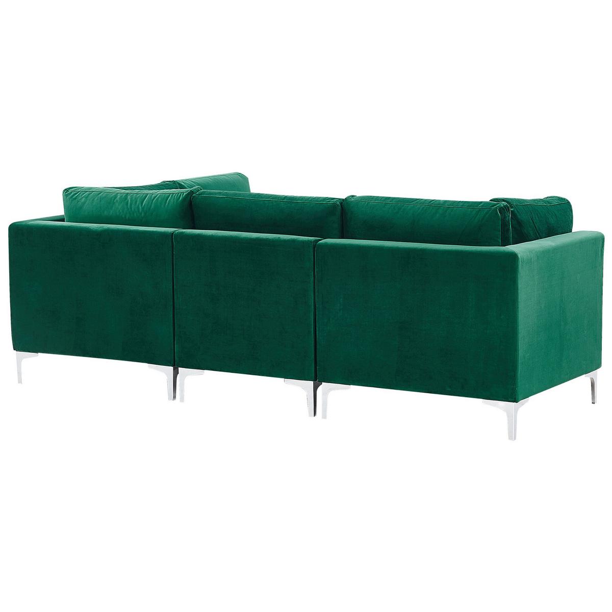 3-SITZER-MODULSOFA Samtstoff grün mit Metallbeinen Evja - Grün, Textil (235/84/85cm) - Beliani