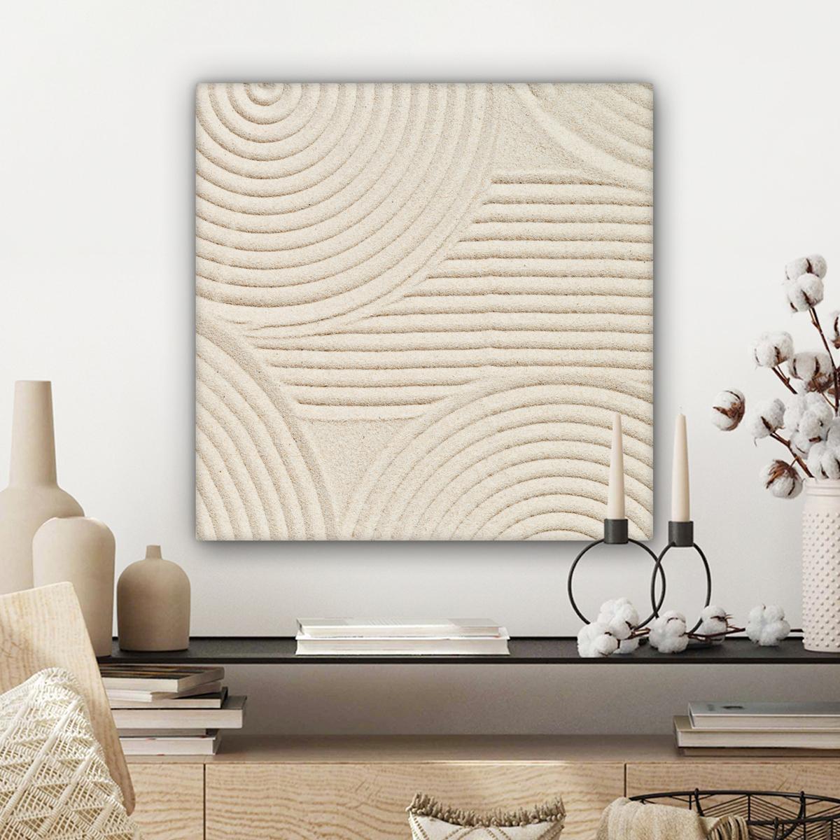 LEINWANDBILD Muster - Abstrakt - Weiß Wandbild Wohnzimmer 50x50 cm - Beige, Textil (50/50cm) - MuchoWow