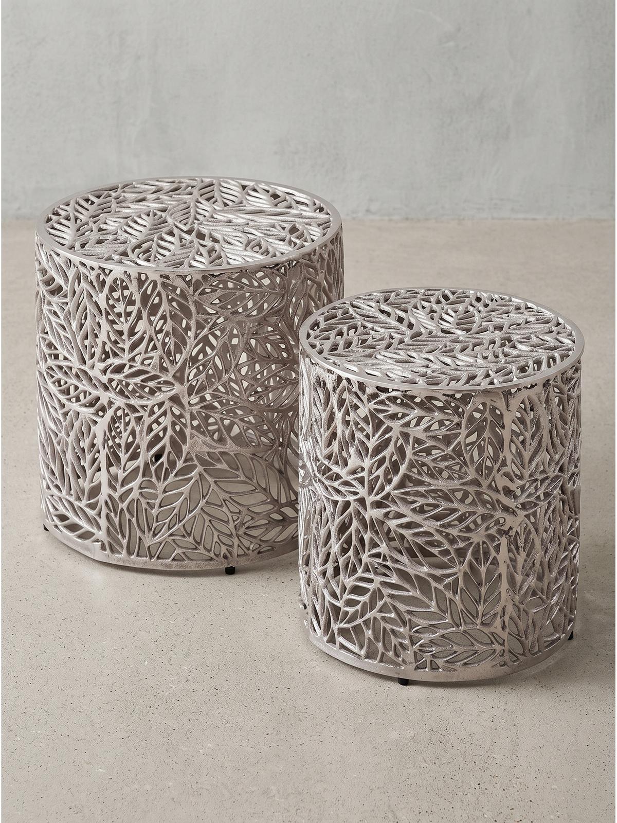 BEISTELLTISCHE 2er-Set RIAZA, Aluminium, Silber, Ø 41 x 42 cm - Silberfarben, Metall (41/41/42cm) - KADIMA DESIGN