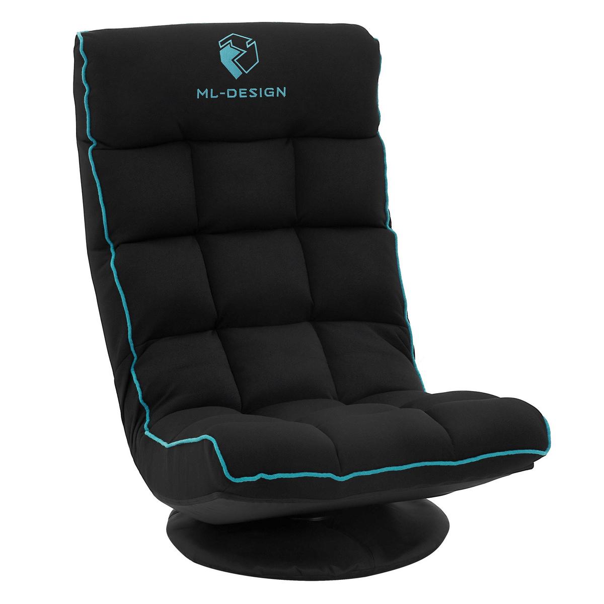 GAMING BODENSTUHL Schwarz-Türkis Stoffbezug 360° drehbar & verstellbar - Türkis/Schwarz, Textil (56/85/92cm) - ML-DESIGN