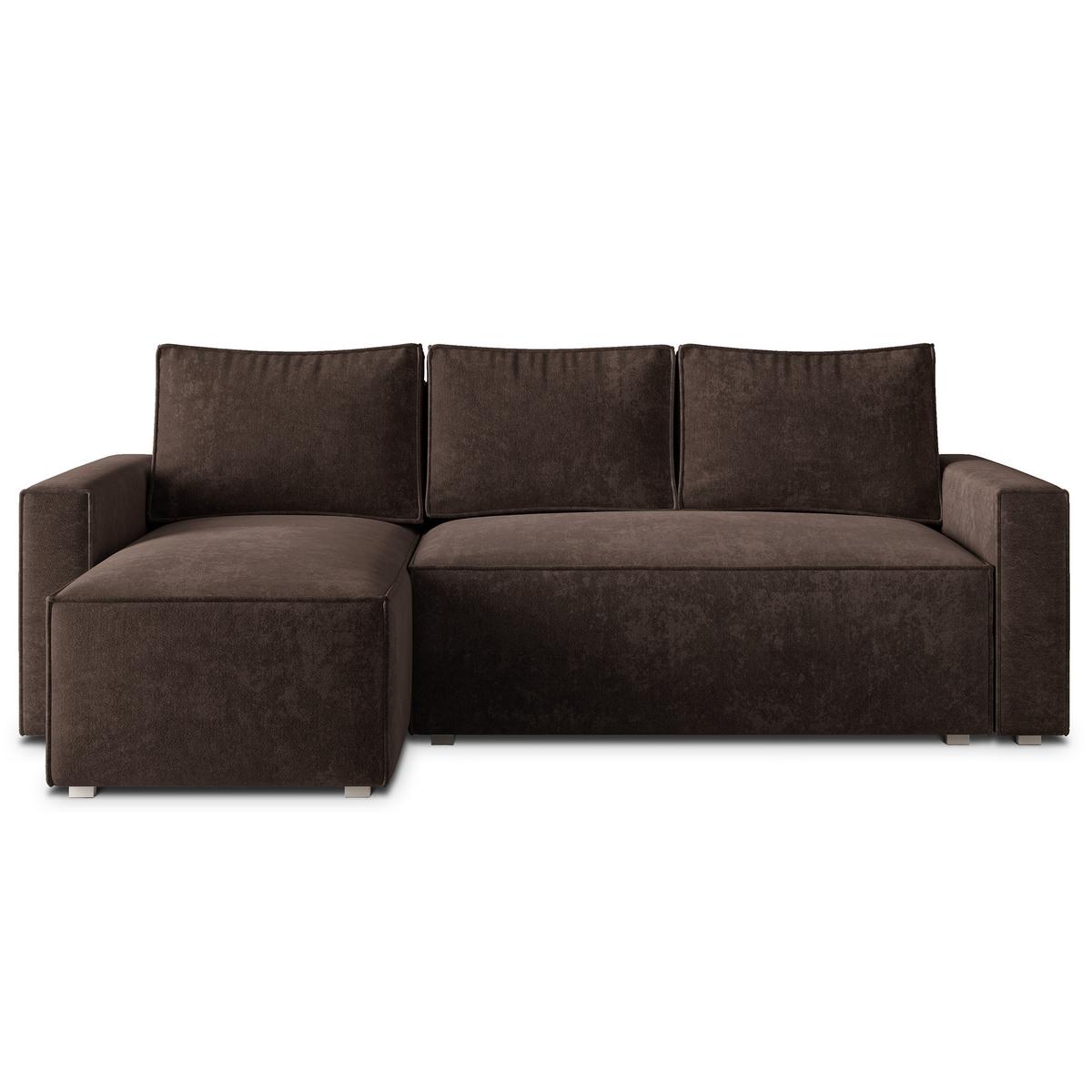 ECKSOFA POTARO LM Braun Chenille mit Schlaffunktion - Braun, Holzwerkstoff/Textil (232/140cm) - MASSENO