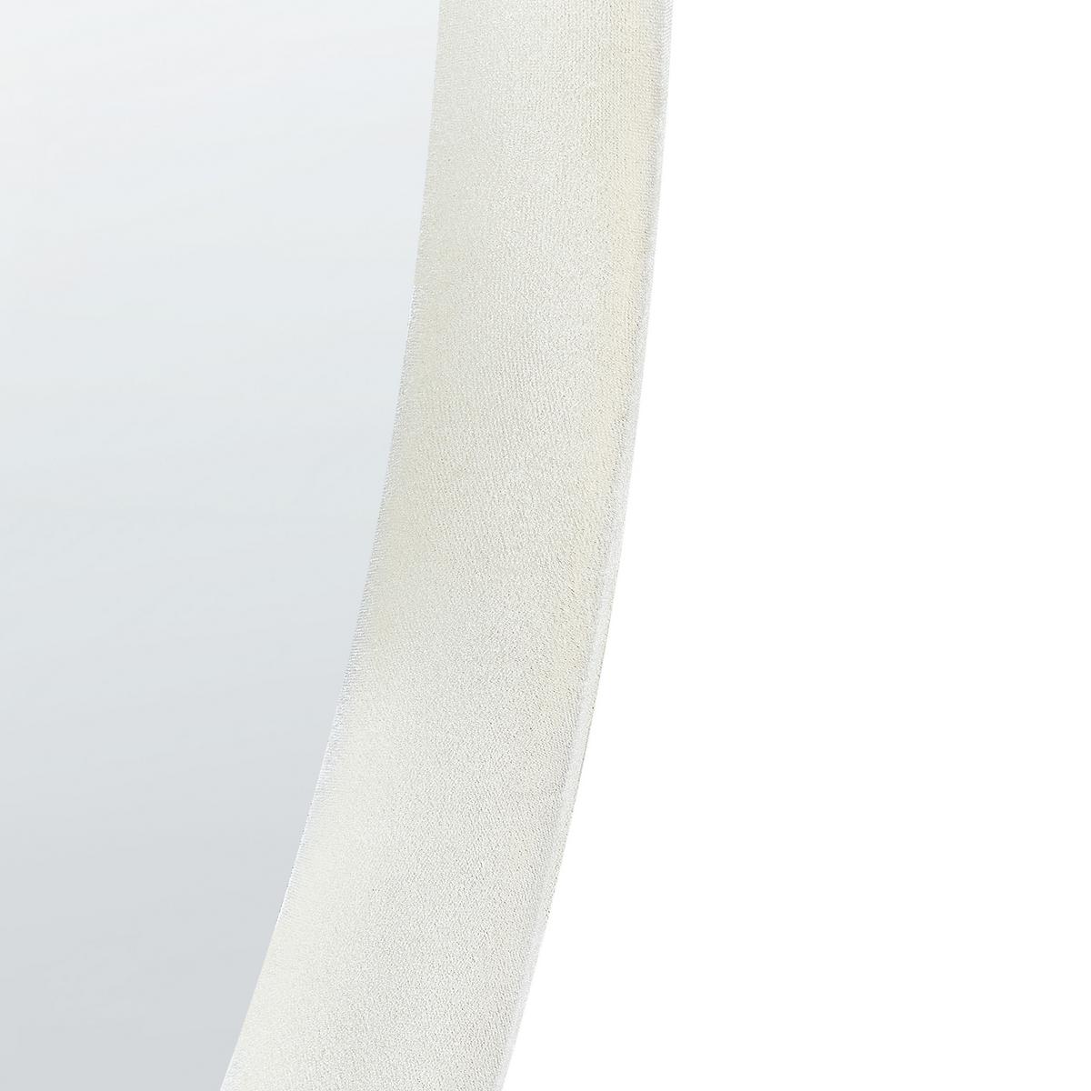 WANDSPIEGEL Samtstoff weiß oval 60/90 cm Audes - Weiß, Textil (60/90/4cm) - Beliani