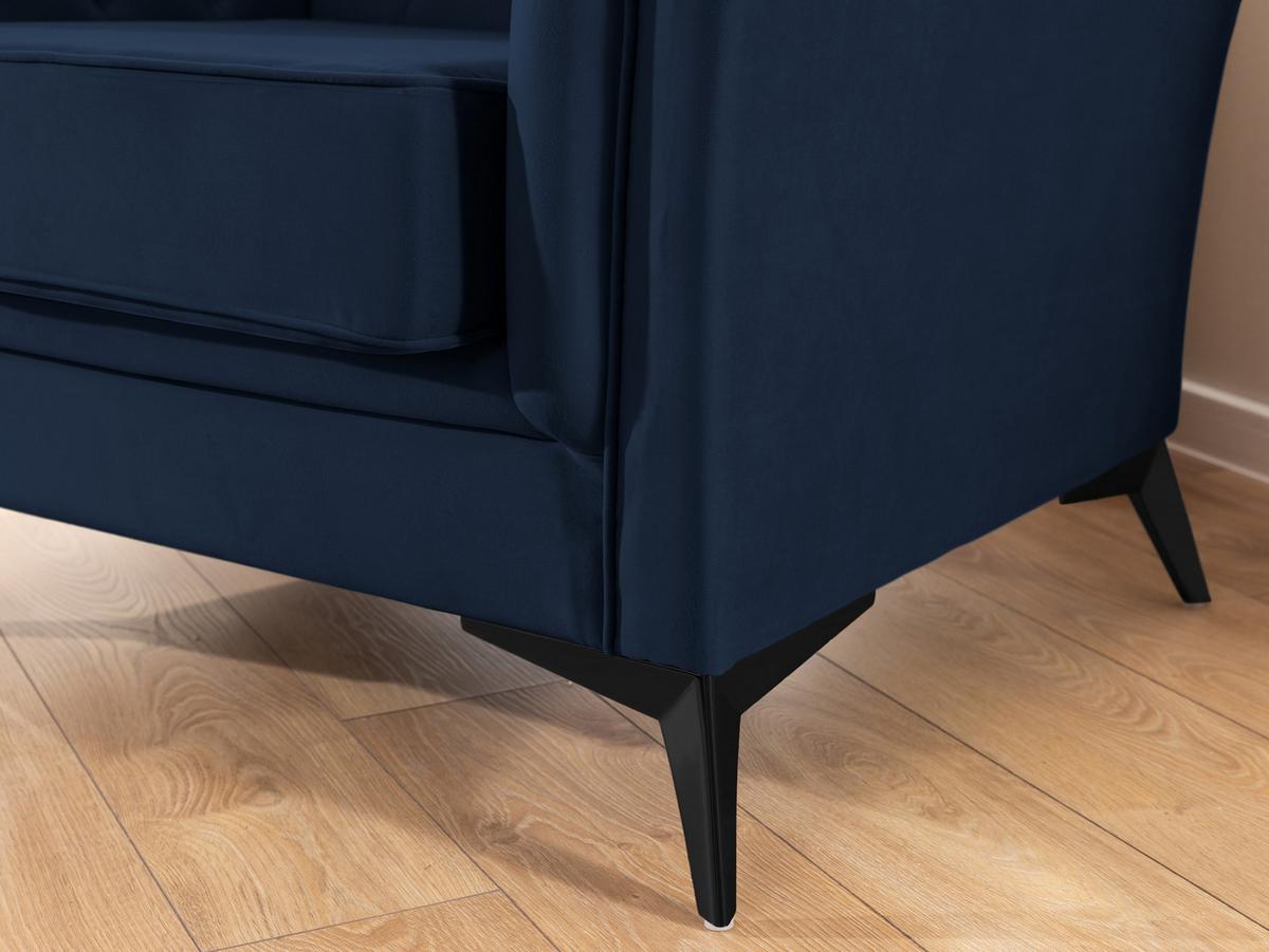 CHESTERFIELD-SESSEL Whitby Marineblau Samt mit schwarzen Füßen - Schwarz/Dunkelblau, Holz/Textil (116/78/82cm) - S-Style Möbel