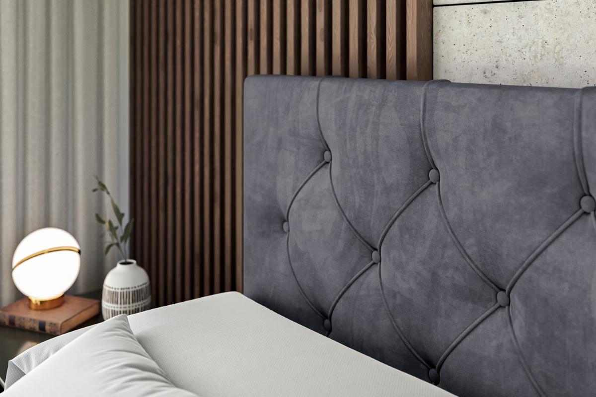 BOXBETT mit Matratze H4 und Lattenrost - MIRAGE - 140x200 - H4 - Dunkelgrau - Dunkelgrau, Holzwerkstoff (140/200cm) - ALTDECOR