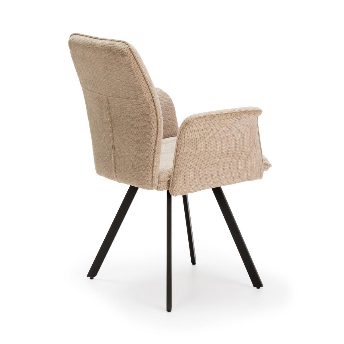 SESSEL (Set aus 2) aus stoff mit schwarzen metallbeinen - mery 62/60/47 cm - Beige, Textil (60/47/62cm) - Calicosy