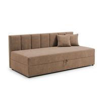 TAGESBETT Lenny mit Rückenlehne und großem Bettkasten aus Braun Chenille-Stoff - Schwarz/Braun, Holz/Kunststoff (90/200cm) - S-Style Möbel