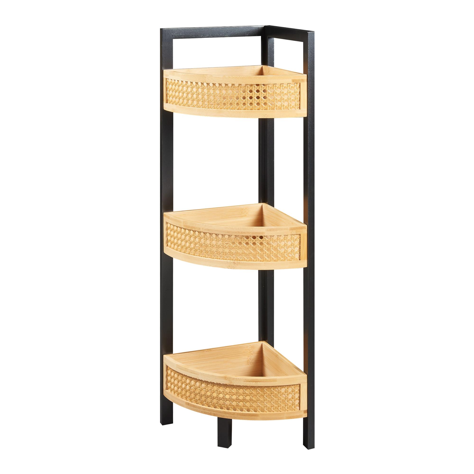 ECKREGAL Tervola - Schwarz/Naturfarben, Holz/Holzwerkstoff (23/80/23cm) - [en.casa]