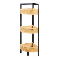 ECKREGAL Tervola - Schwarz/Naturfarben, Holz/Holzwerkstoff (23/80/23cm) - [en.casa]