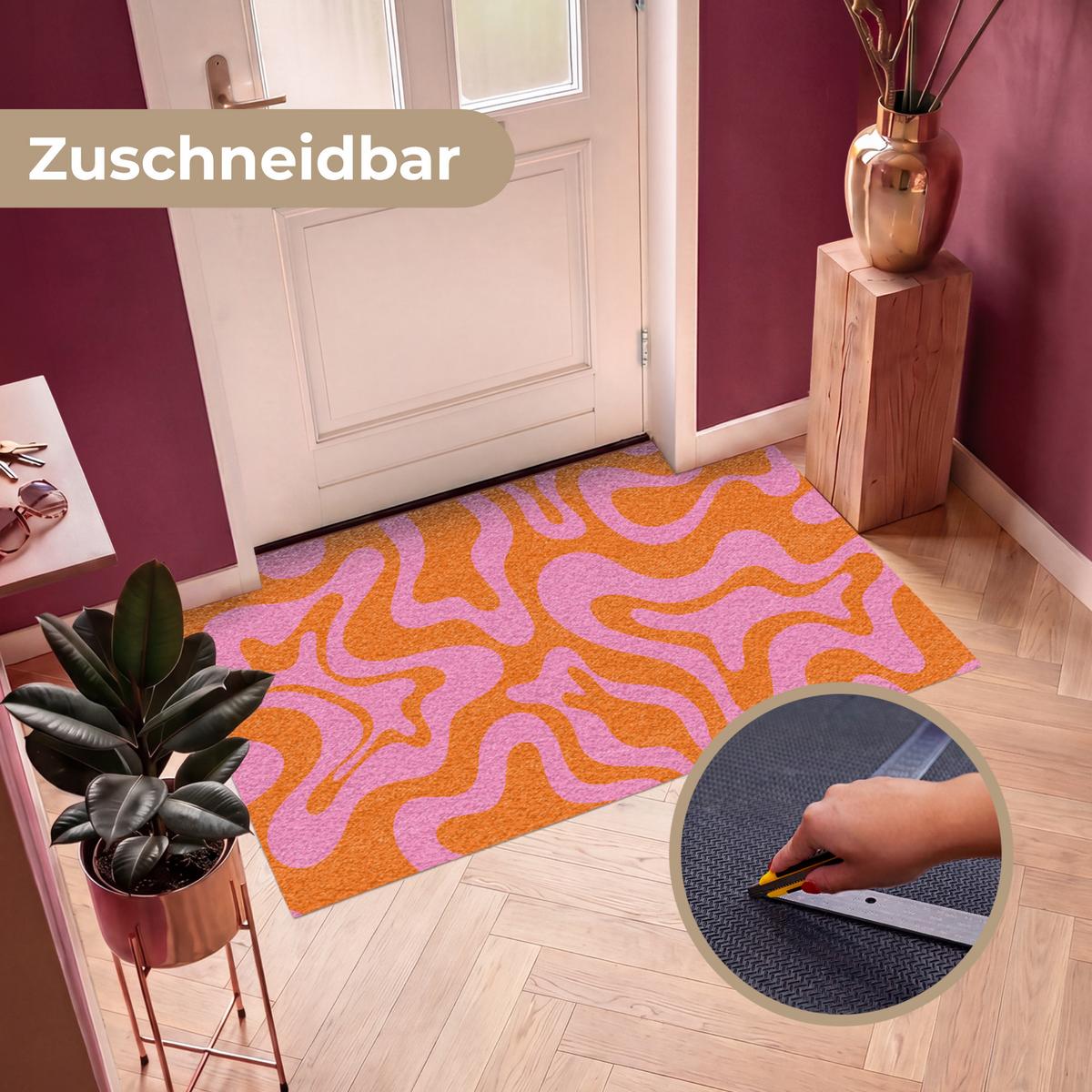 FUSSMATTE Muster - Rosa - Orange - Abstrakt - Modern Türmatte 150x90 cm - Pink, Kunststoff (150/0.4cm) - MuchoWow