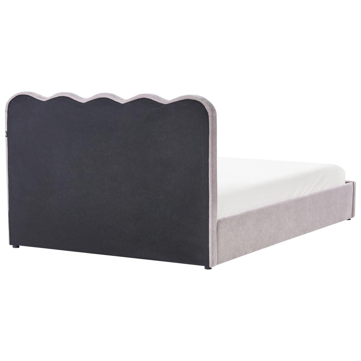 BETT mit Stauraum 160/200 cm Chenillegewebe Taupe Nanterre - Taupe, Textil (160/200cm) - Beliani