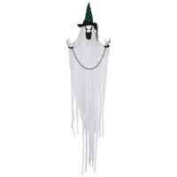 HALLOWEEN-DEKORATION hängender Geist 204 cm mit Geräuschaktivierung, Soundfunktion - Multicolor, Textil (16/204/88cm) - HOMCOM