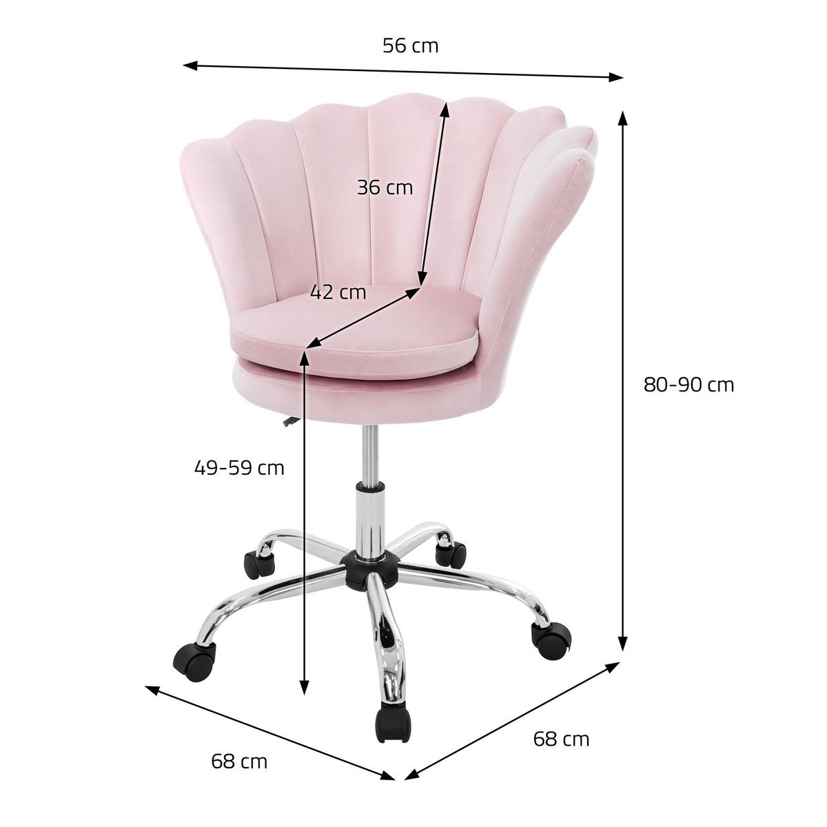 BÜROSTUHL Samt Hellrosa - Hellrosa, Metall (68/90/68cm) - ML-DESIGN
