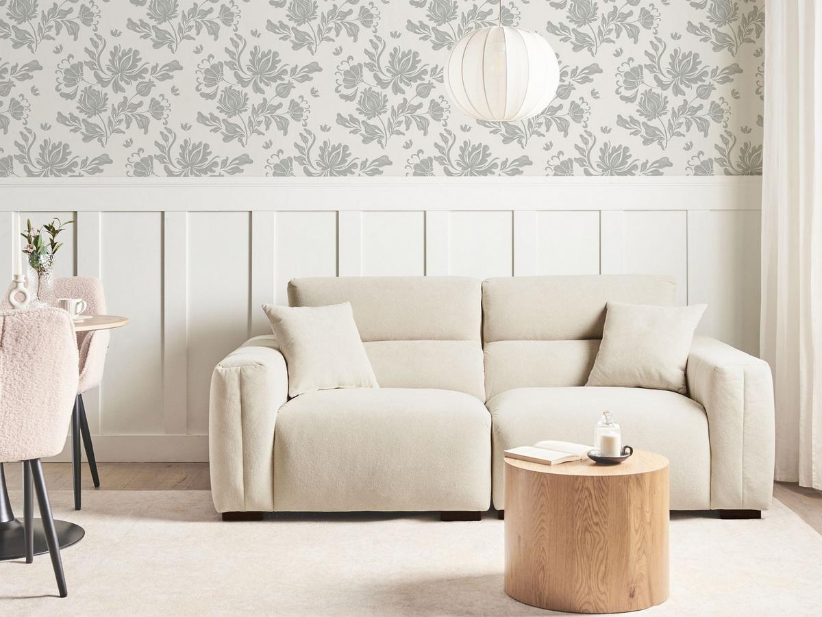 3-SITZER-SOFA Stoff Hellbeige Fauskan - Beige, Textil (203/84/96cm) - Beliani