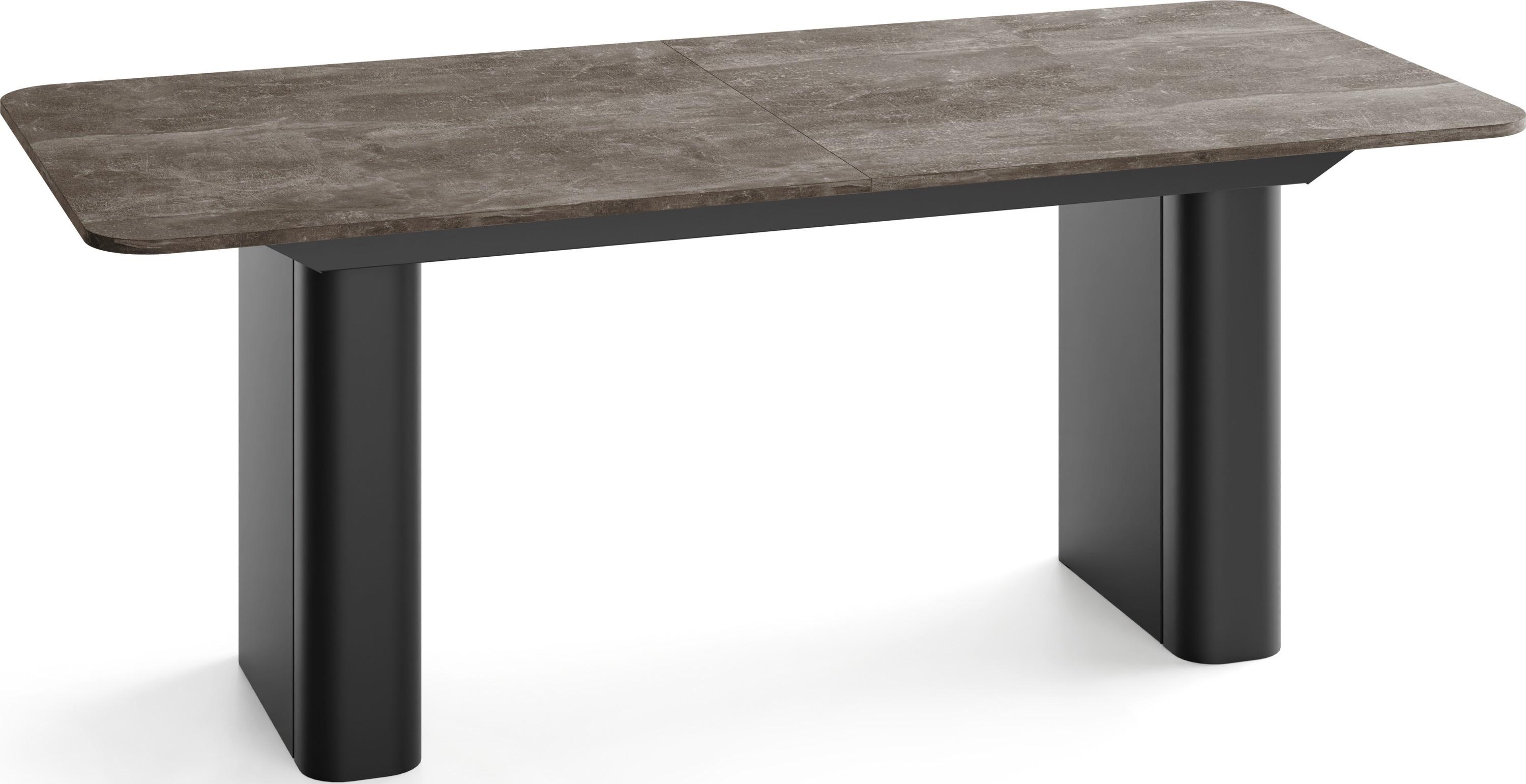 ESSTISCH Riven rechteckig ausziehbar verlängerbar mit Butterfly-Auszug, Beton Dunkelgrau 180-276/90/76 cm - Dunkelgrau/Schwarz, Holzwerkstoff/Metall (90/276/76cm) - WFL GROUP
