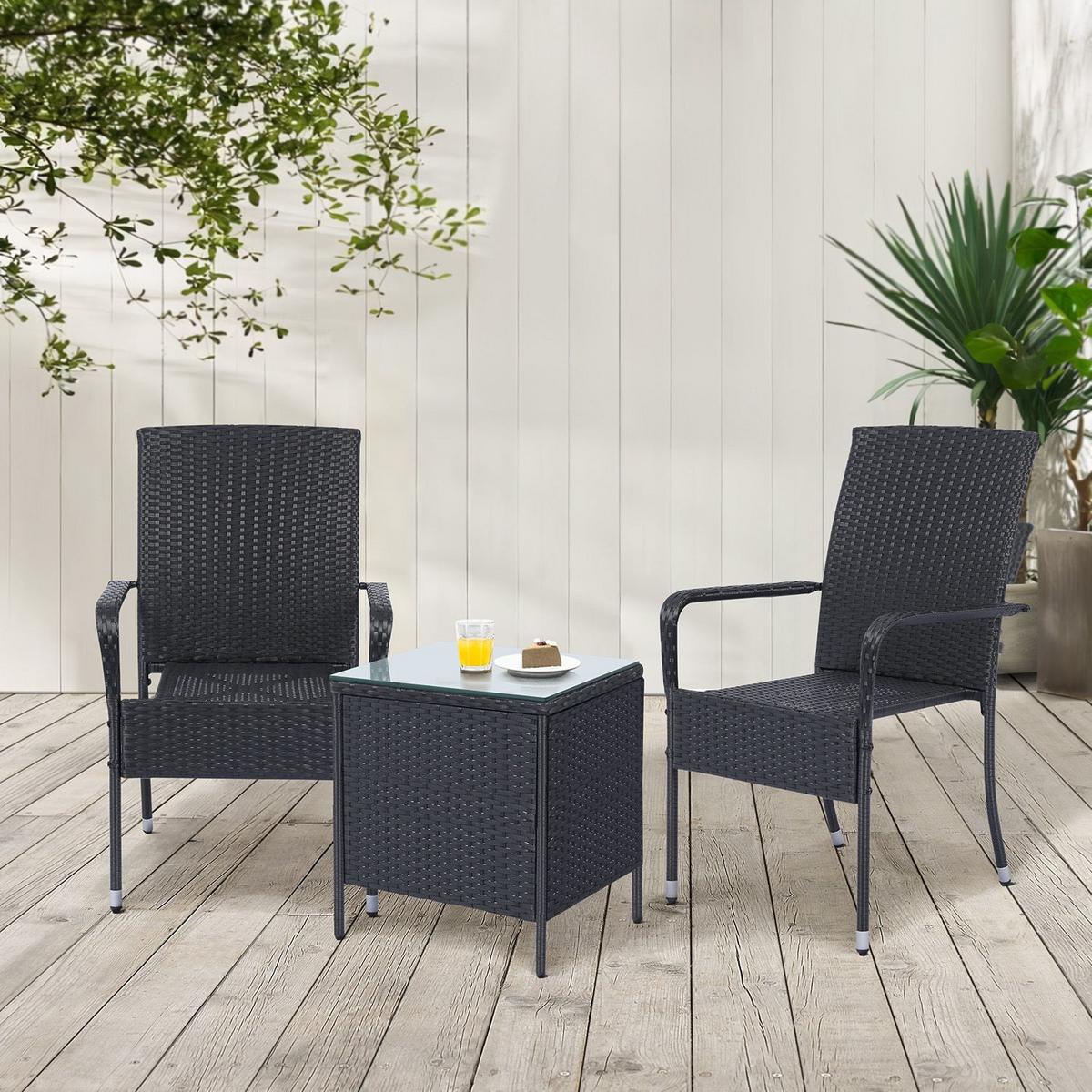 GARTENSTÜHLE Yoro 4er-Set - Schwarz, Kunststoff (50/90/50cm) - Juskys