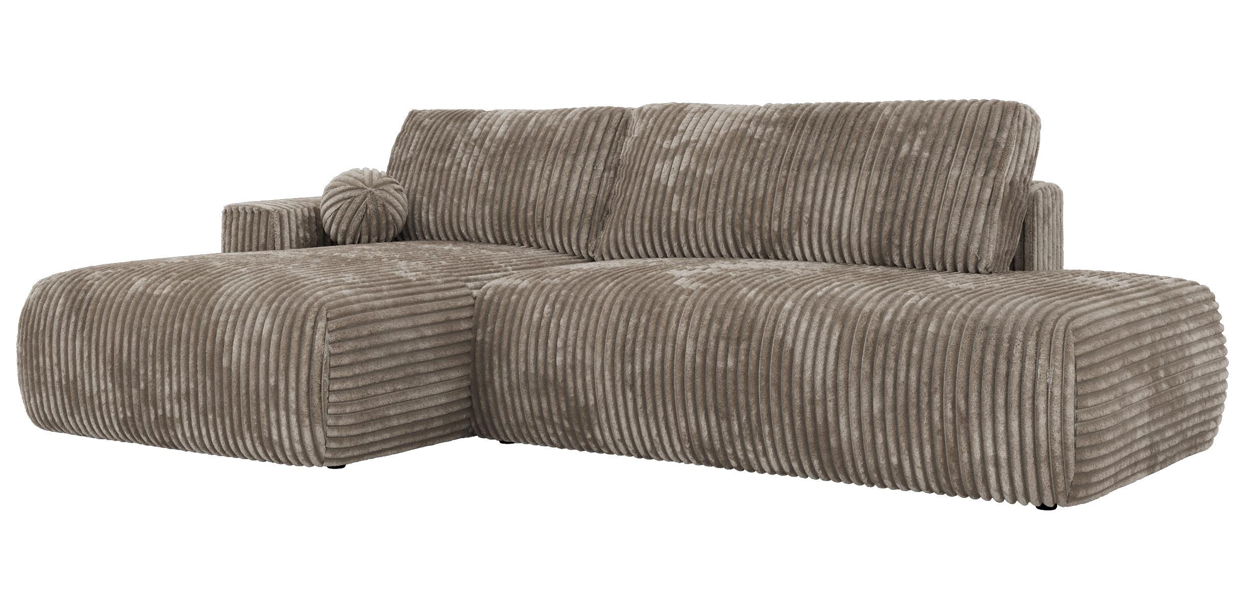 ECKSOFA TAREN L Hellbraun Cord - Links - Hellbraun/Schwarz, Kunststoff/Textil (170/292cm) - MKS