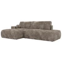 ECKSOFA TAREN L Hellbraun Cord - Links - Hellbraun/Schwarz, Kunststoff/Textil (170/292cm) - MKS
