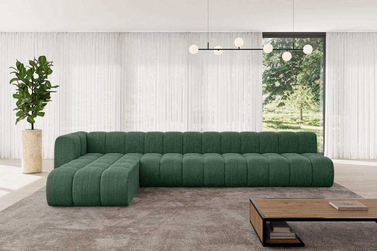ECKSOFA modulares Sofa Darnel-L3 - 387x177x70 cm Grün - Grün, Holzwerkstoff/Textil (387/177cm) - ALTDECOR
