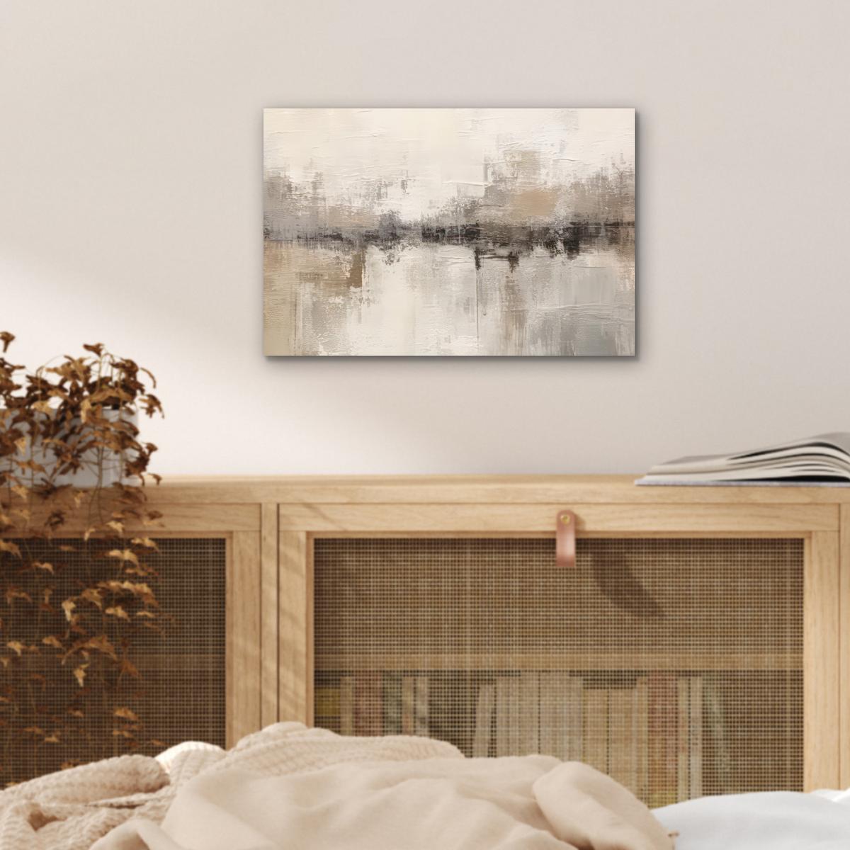 METALLBILD Moderne Kunst - Abstrakt - Beige 30x20 cm - Beige, Metall (30/20cm) - MuchoWow