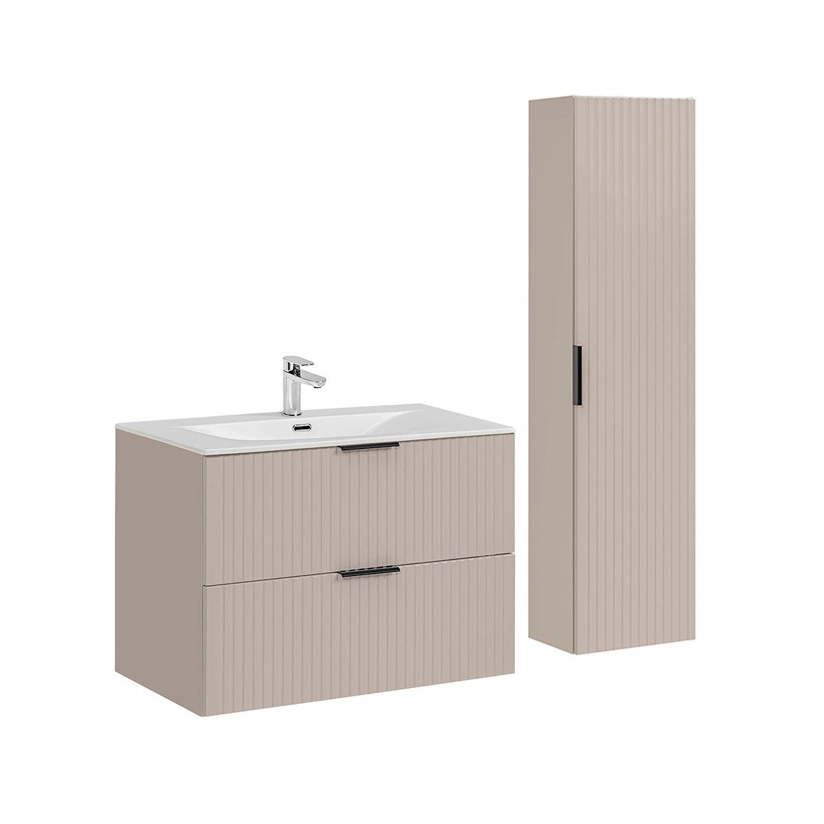 BADMÖBEL 80.2cm Adriel 2er-Set Kaschmir - Beige, Holzwerkstoff (80.2/57/46cm) - Petits-meubles
