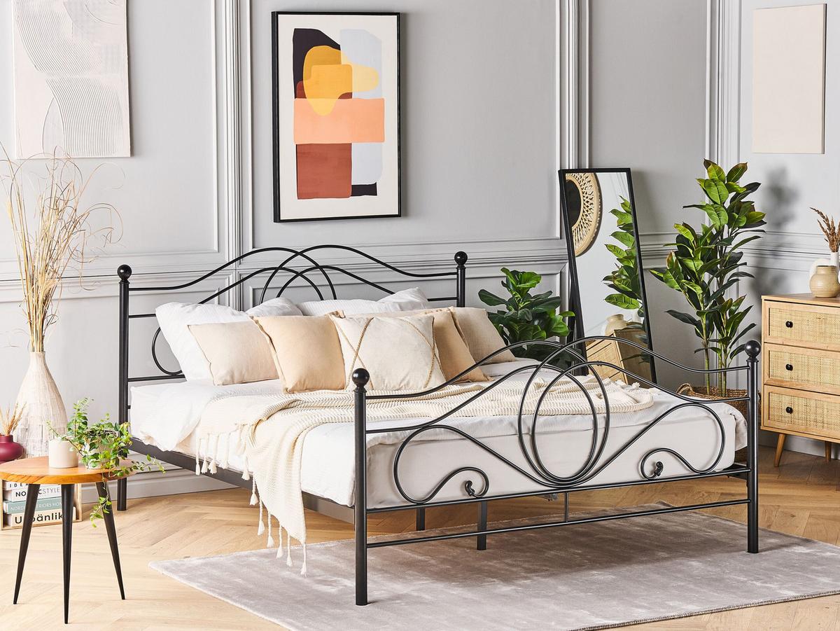 METALLBETT 140/200cm Schwarz Lyra - Schwarz, Metall (140/200cm) - Beliani