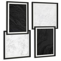 BILDER SET 4er Set - 50x50 cm & 40x60 cm Schwarzer Rahmen - Dunkles Licht, glamouröse Marmor - Schwarz, Kunststoff (50/50cm) - TULUP