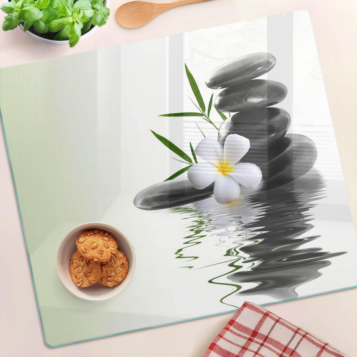 GLASPLATTE 60x52 cm Zen-Steine - Weiß, Glas (60/0.4/52cm) - TULUP