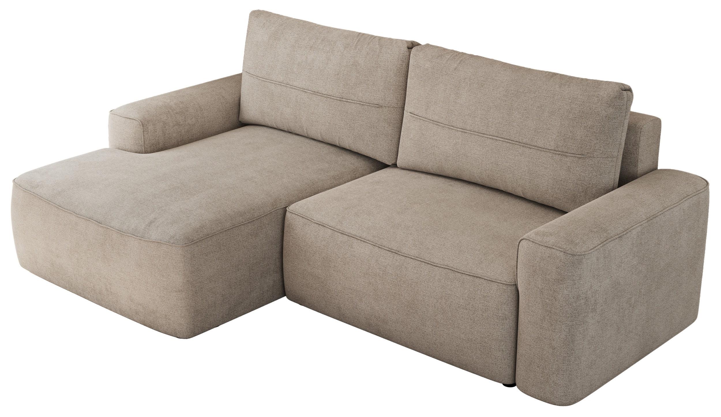ECKSOFA BELLUNO L Beige Strukture - Links - Beige/Schwarz, Textil (144/233cm) - MKS
