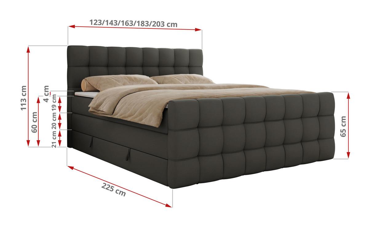 BOXSPRINGBETT ALTIVO KING DUO 140/200 - Grau Kunstleder - H4 - Grau, Textil (140/200cm) - MKS