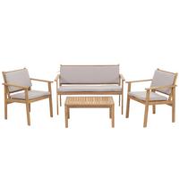 GARTEN-GARNITUR Beige, Grau 1x Bank, 2x Sessel, 1x Tisch-Set - Beige/Grau, Holz - MCW