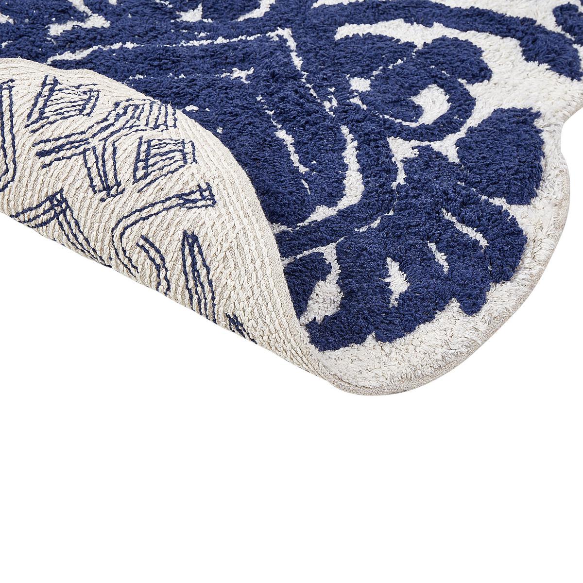 BADEMATTE Blau 150/60 cm Canbar - Blau/Weiß, Textil (150/60cm) - Beliani