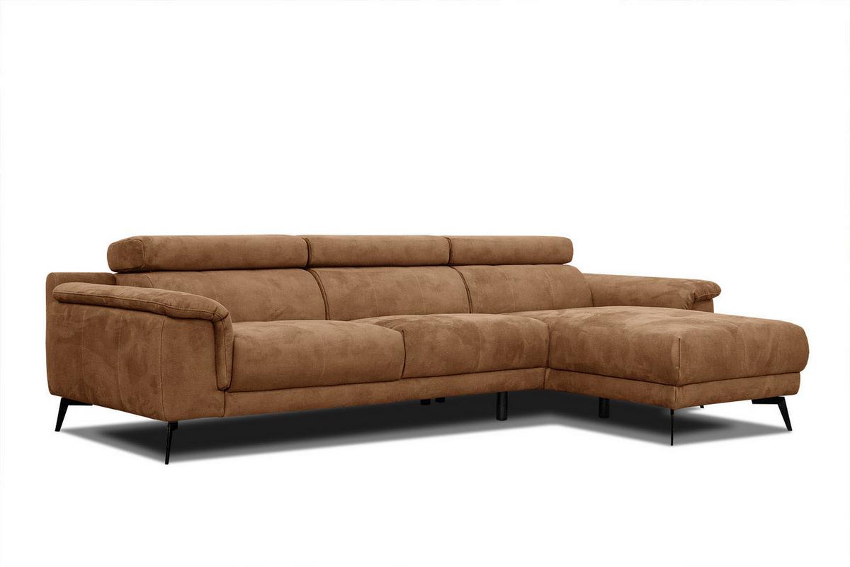 ECKSOFA FIERO 4-Sitzer, braun - Schwarz/Braun, Holzwerkstoff/Textil (288/170cm) - Wozimo