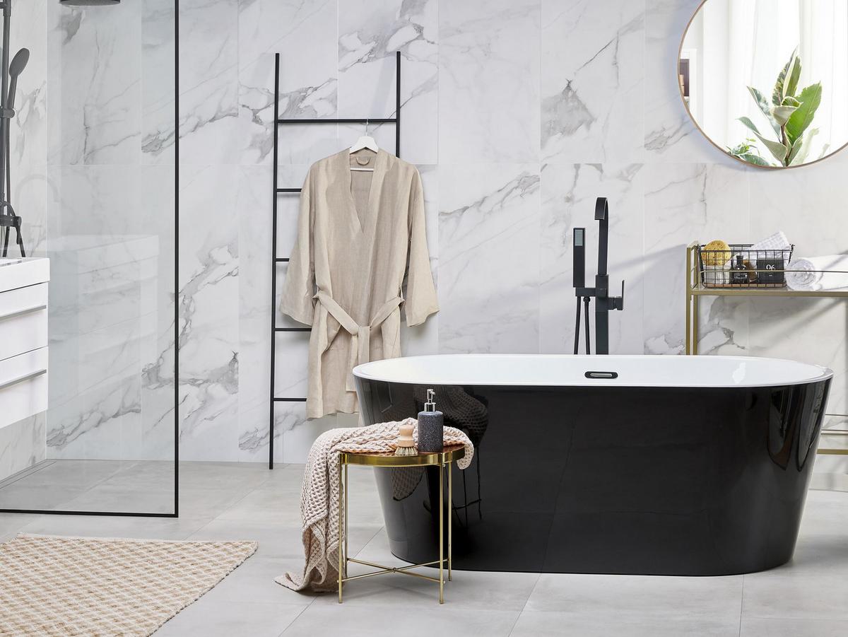 BADEWANNE FREISTEHEND 75x150x58 cm schwarz Havana - Schwarz, Kunststoff (75/58/150cm) - Beliani