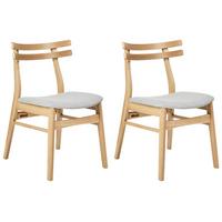 ESSZIMMERSTUHL 2er Set Holz Hellbraun/Grau Cynthiana - Hellgrau/Braun, Holz (47/77/55cm) - Beliani
