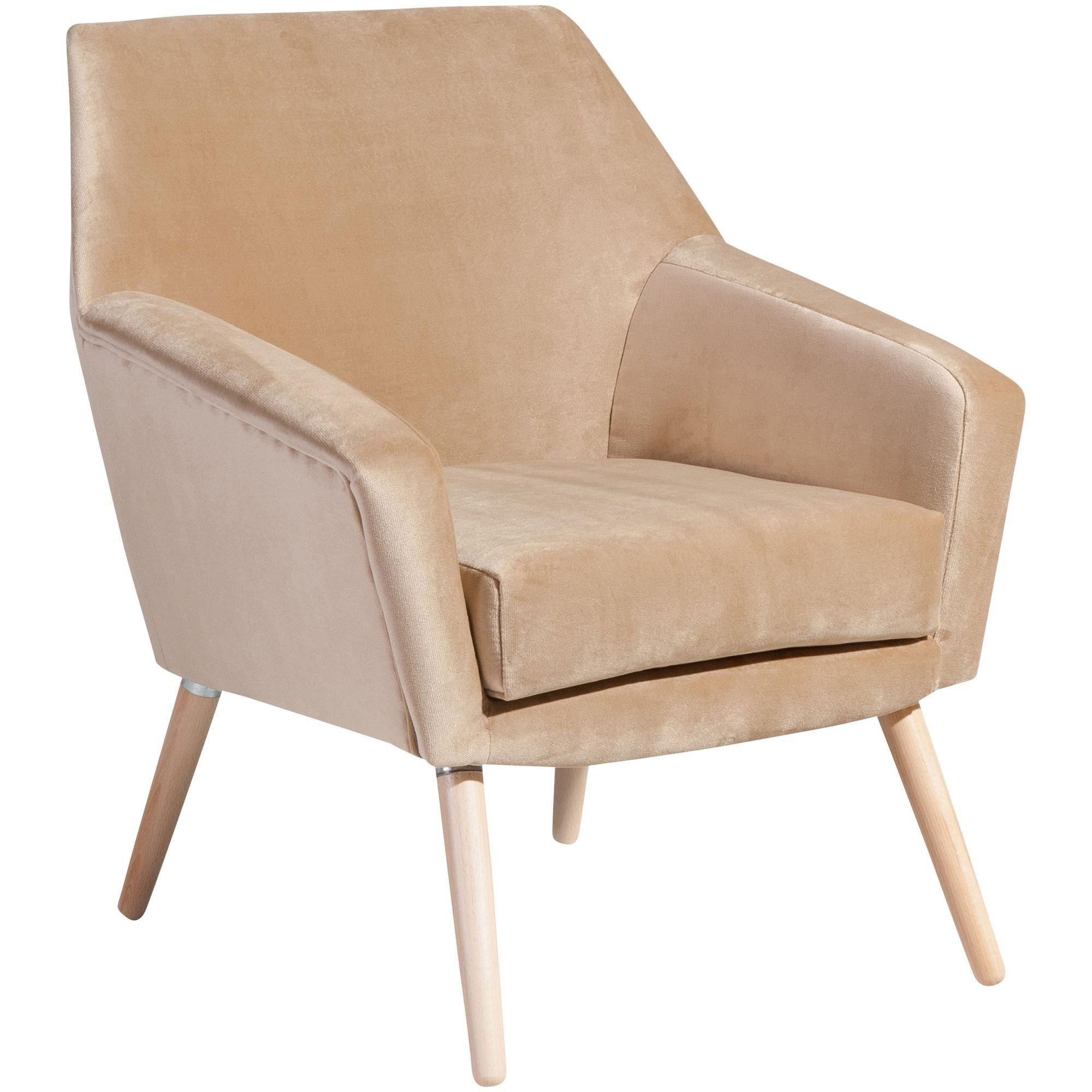 SESSEL Kachka Bezug Samtvelour Buche natur / sand - Sandfarben/Buchefarben, Kunststoff (71/81/67cm) - 58aufmkessel