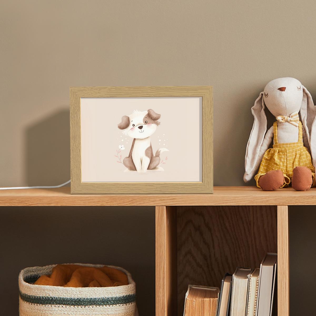 NACHTTISCHLAMPE Hund - Gefleckt - Braun 20x15 cm - Beige, Holzwerkstoff (8/20/15cm) - OnlyWow
