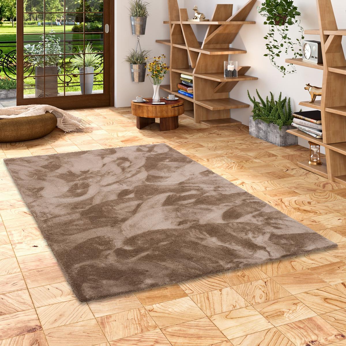 LUXUS HOCHFLOR SHAGGY TEPPICH VELVET - Braun, Textil (100/300cm) - Snapstyle