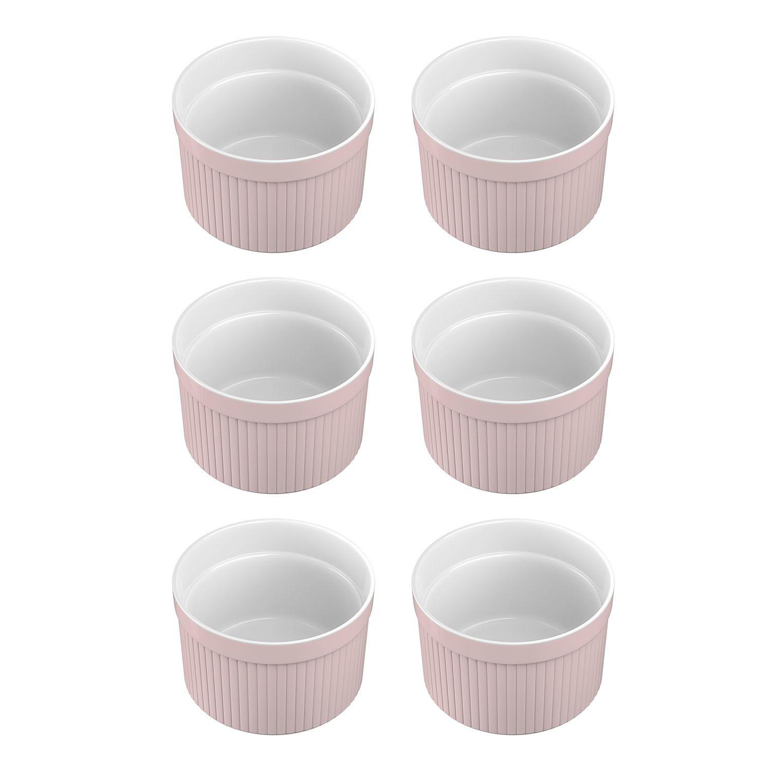 SOUFFLE AUFLAUFFORM Porzellan (6-tlg.) - Pink, Keramik (7.8/4.6/7.8cm) - Intirilife