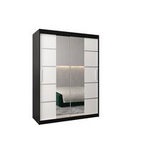 SCHWEBETÜRENSCHRANK 200/150/62 2-türig - Silberfarben/Schwarz, Holz/Kunststoff (150/200/62cm) - MÖBEL KRYSPOL