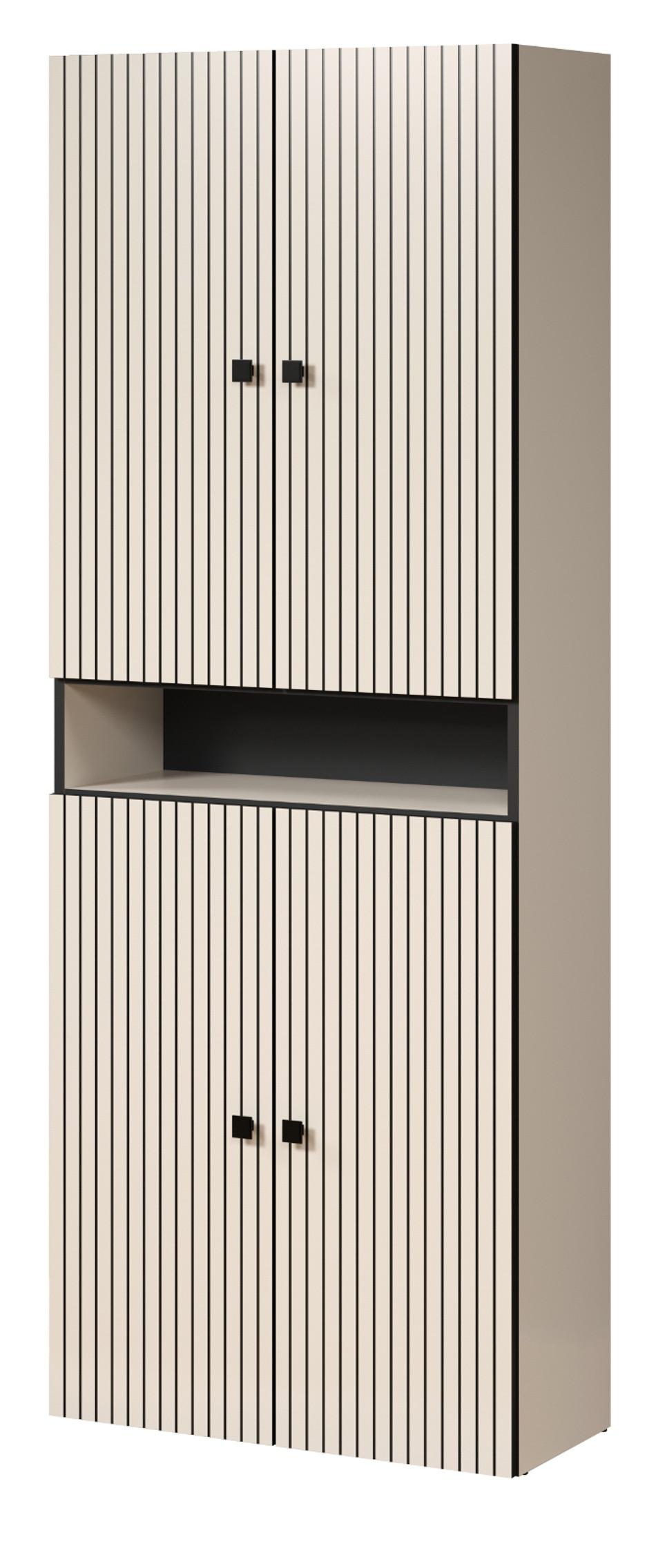 HOCHSCHRANK Kaschmir, grau 70 x 186 cm, Badschrank mit viel Stauraum - Kaschmir/Schwarz, Holzwerkstoff/Metall (70/186/31cm) - Top.Furn