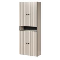 HOCHSCHRANK Kaschmir, grau 70 x 186 cm, Badschrank mit viel Stauraum - Kaschmir/Schwarz, Holzwerkstoff/Metall (70/186/31cm) - Top.Furn