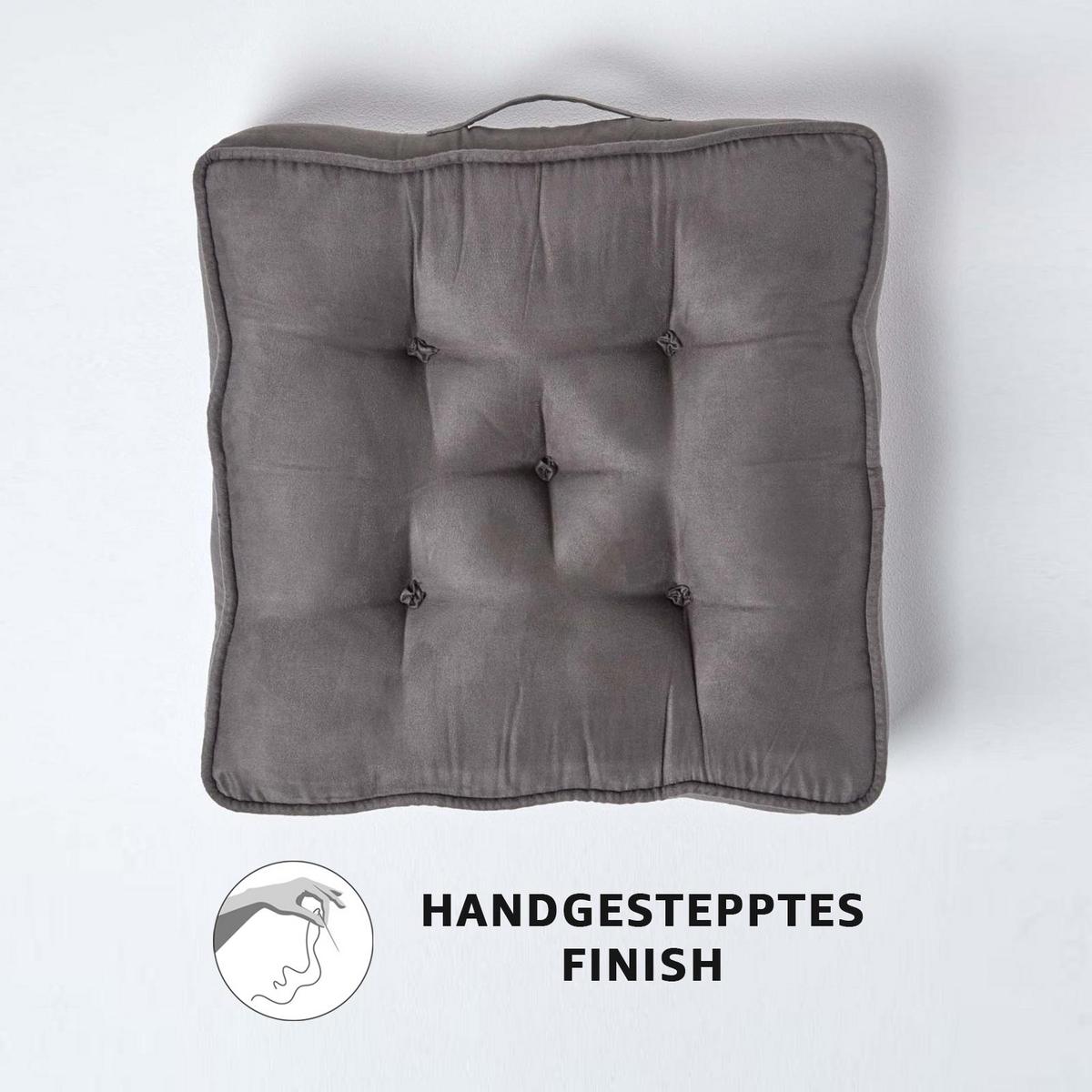 SITZKISSEN taupe-grau 50/50/10 cm – Sesselkissen, Velours - Taupe, Textil (50/50/10cm) - Homescapes