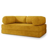 BETTSOFA ALVIO aus Schaumstoff Kordstoff Gelb Schlaffunktion - Gelb, Textil (170/68/80cm) - MASSENO