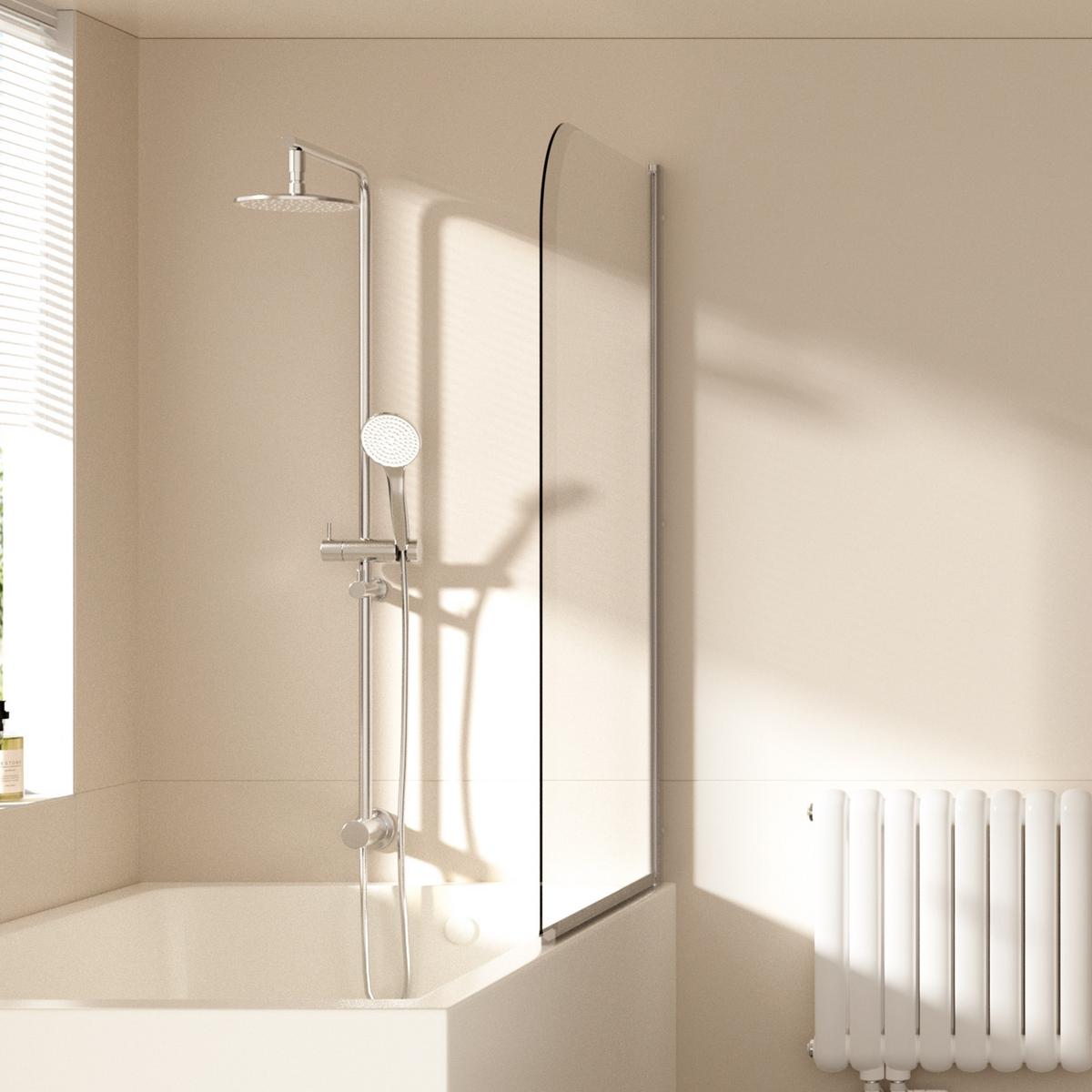 DUSCHWAND für Badewannen mit Schwenkfunktion Leicht zu Reinigen 90/140 cm - Transparent, Glas (90/140cm) - EMKE
