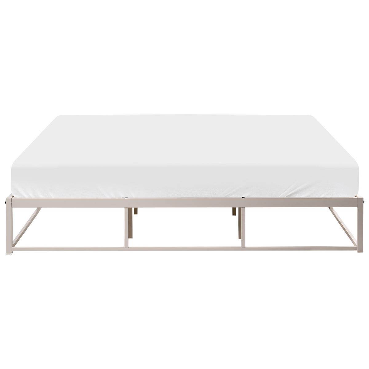 BETT ohne Kopfteil 180/200 cm Eisen Hellbeige Viry - Beige, Metall (180/200cm) - Beliani